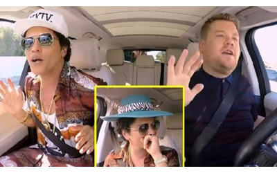 Bruno Mars挑戰車上卡拉OK，興奮的向「路人高唱」網友讚翻：超親民