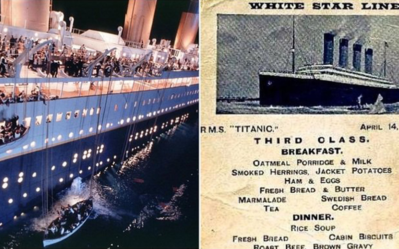 「鐵達尼號」沈船前乘客們最後的一餐．．．珍貴菜單曝光才發現三等艙根本超慘：吃不好還活不了！！