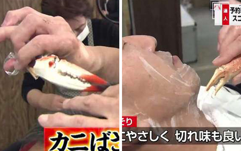 日本專業理髮師竟然用「蟹腳」幫客人剪髮刮鬍子？！他一說出背後的理由大家都大為讚賞啊！