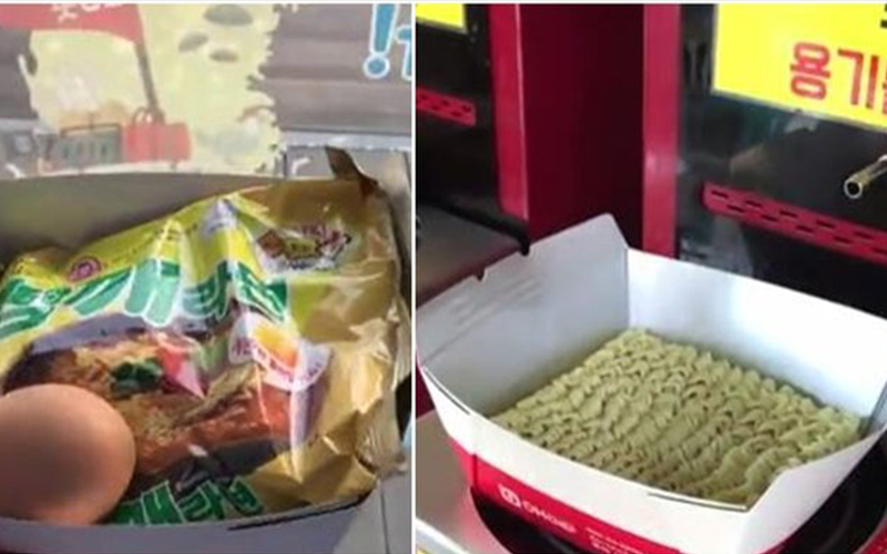 好餓啊！韓國超商推出「自助泡麵機」神器，三分鐘搞定還可以加蛋：口水都滴下來了（影）
