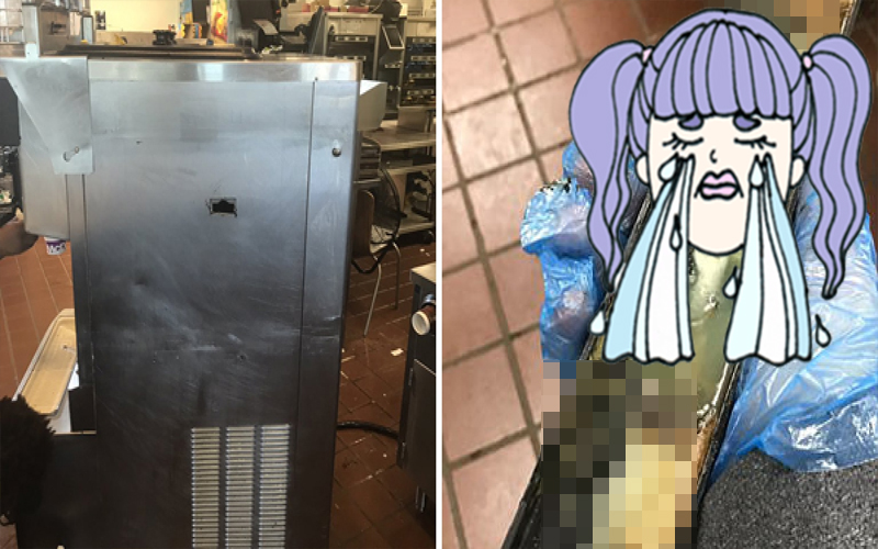 美麥當勞員工冒險公開「冰炫風機器內部金屬托盤」，墨綠色噁垢讓網友嚇呆！