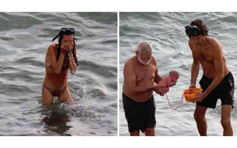 海裡突然蹦出一個嬰兒！觀光客在紅海中分娩，媽媽生完小孩竟「一臉沒事」走上海灘