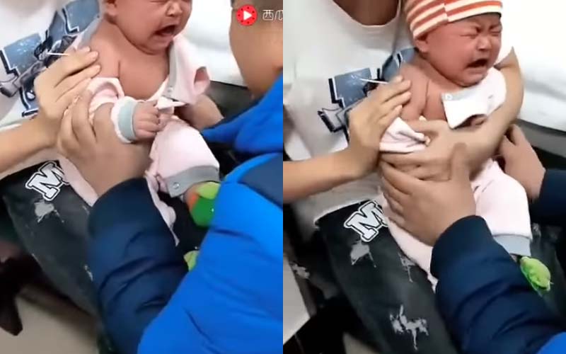 6個月大的寶寶被父母帶到醫院打針，還不會說話的他竟痛到哭喊「太疼啦」驚呆眾人！
