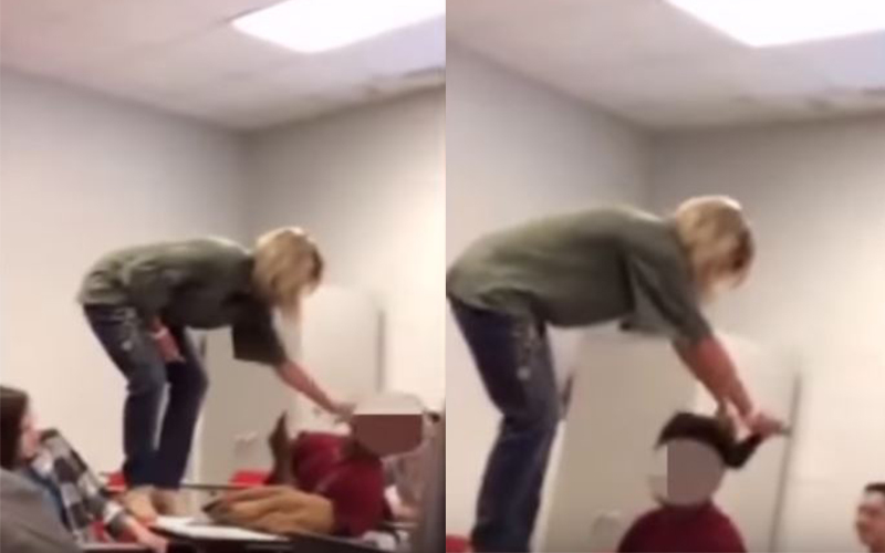 學生打瞌睡「女老師爬桌上狂拉頭髮」被學校開除，沒想到1400名學生氣炸連署：她是好老師！