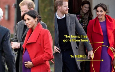 梅根被爆假懷孕！眼尖網友比對多張照片...PO出關鍵證據「孕肚瞬移到大腿」痛批：皇室好噁心