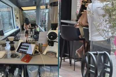 女店員在咖啡廳「只穿圍裙」裸上身  疑「色情營銷」  業者報警了