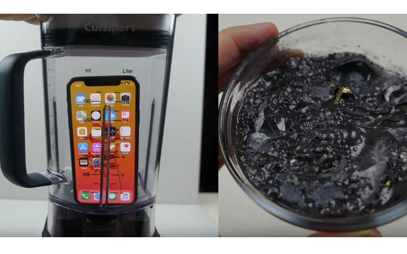 他實驗把iPhone X放進果汁機打碎，想不到竟變成果汁喝下肚... 網友傻眼：有錢真好！